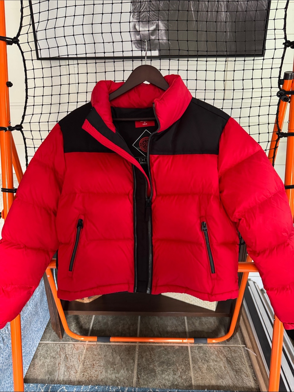 Superdry Red and Black Puffer Jacket